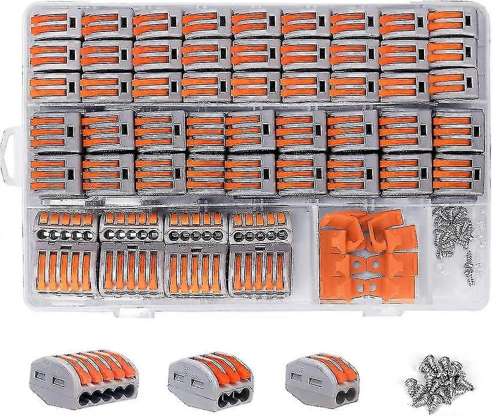 Electrical Lug Kits 120 Pcs, Quick Compact Electrical Connector Terminal Block Cables With Fixed Waterproof Wire Splice Lever Nuts Lever Connectors 2/