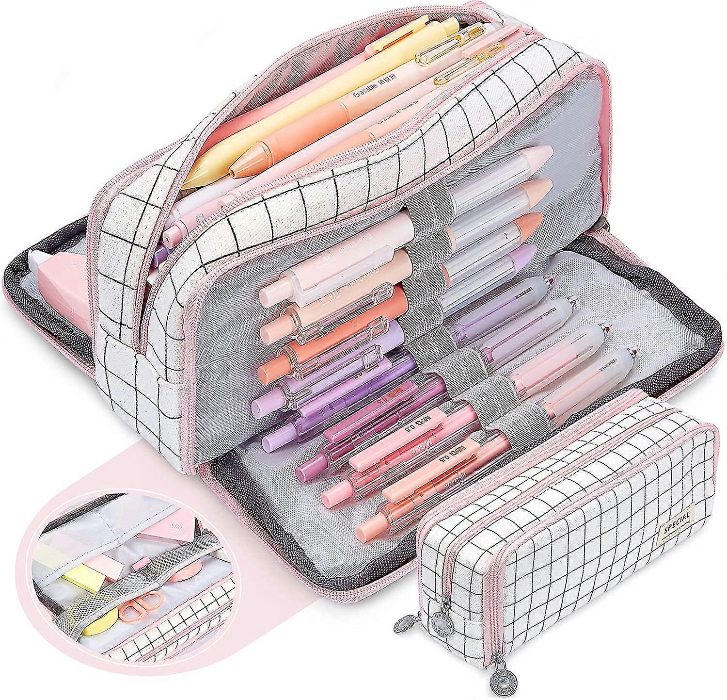 Duży piórnik, piórnik o dużej pojemności z 3 przegródkami, torba do makijażu Przenośne biuro Statio