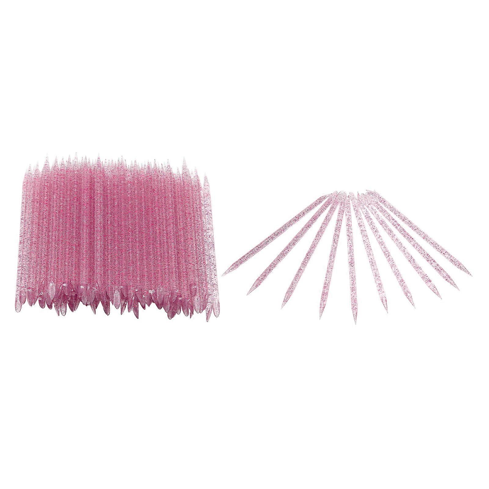 100pcs Disposable Nail Cuticle Pusher Double End Cuticle Manicure Pedicure SticksPurplish Red