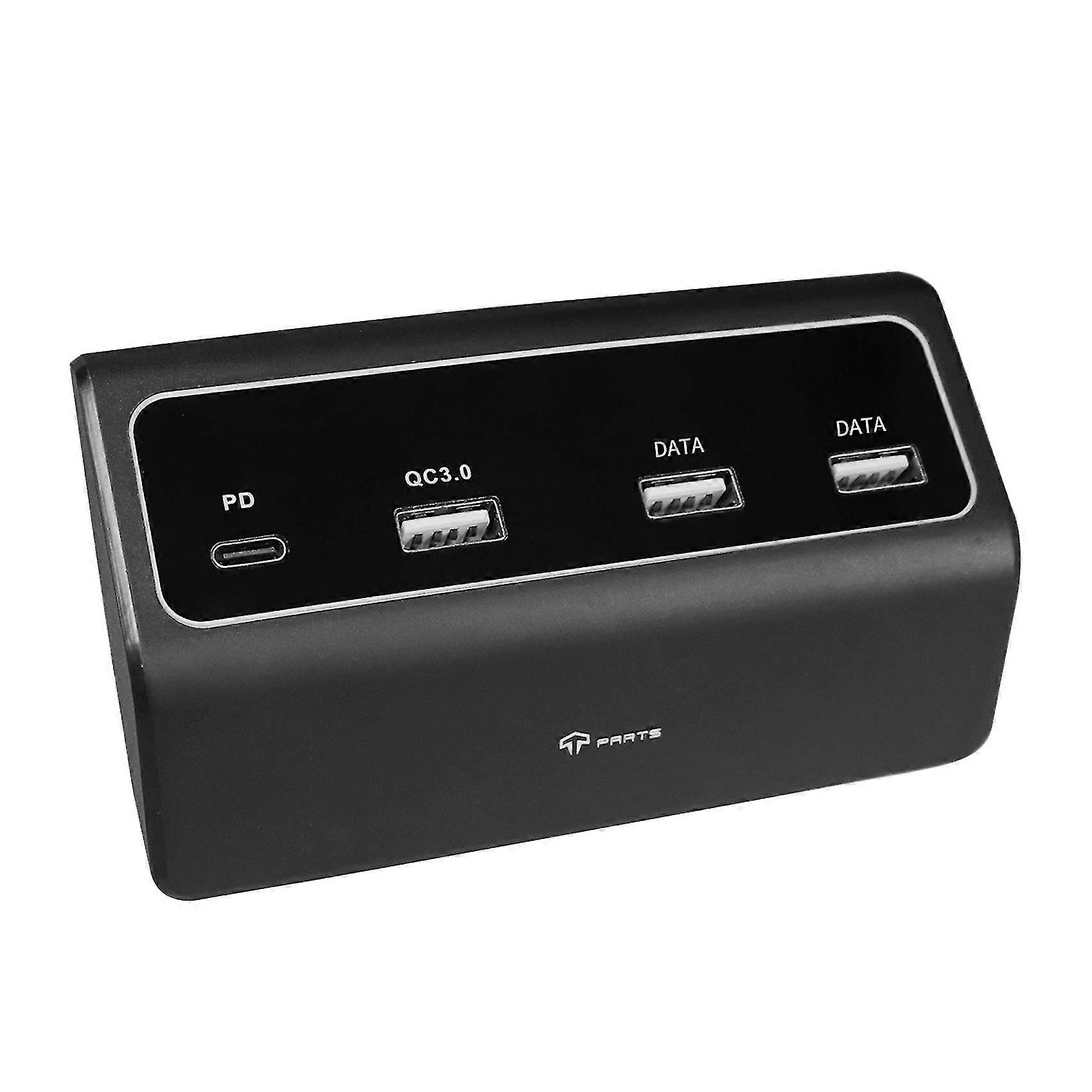 4-in-1 USB-hub Multiport Adapter, voor Model3 Y Middenconsole HUB met Dual DATA Ports PD Fast Char