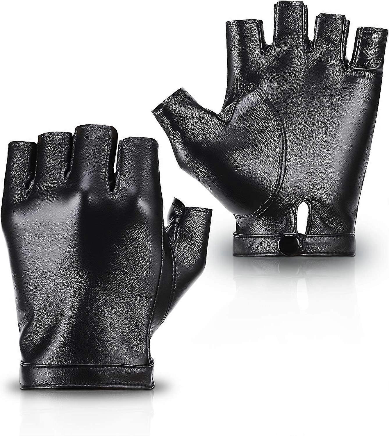 Fingerless Pu Faux Leather Gloves, Outdoor Sports Driving Performance Half Finger Glove