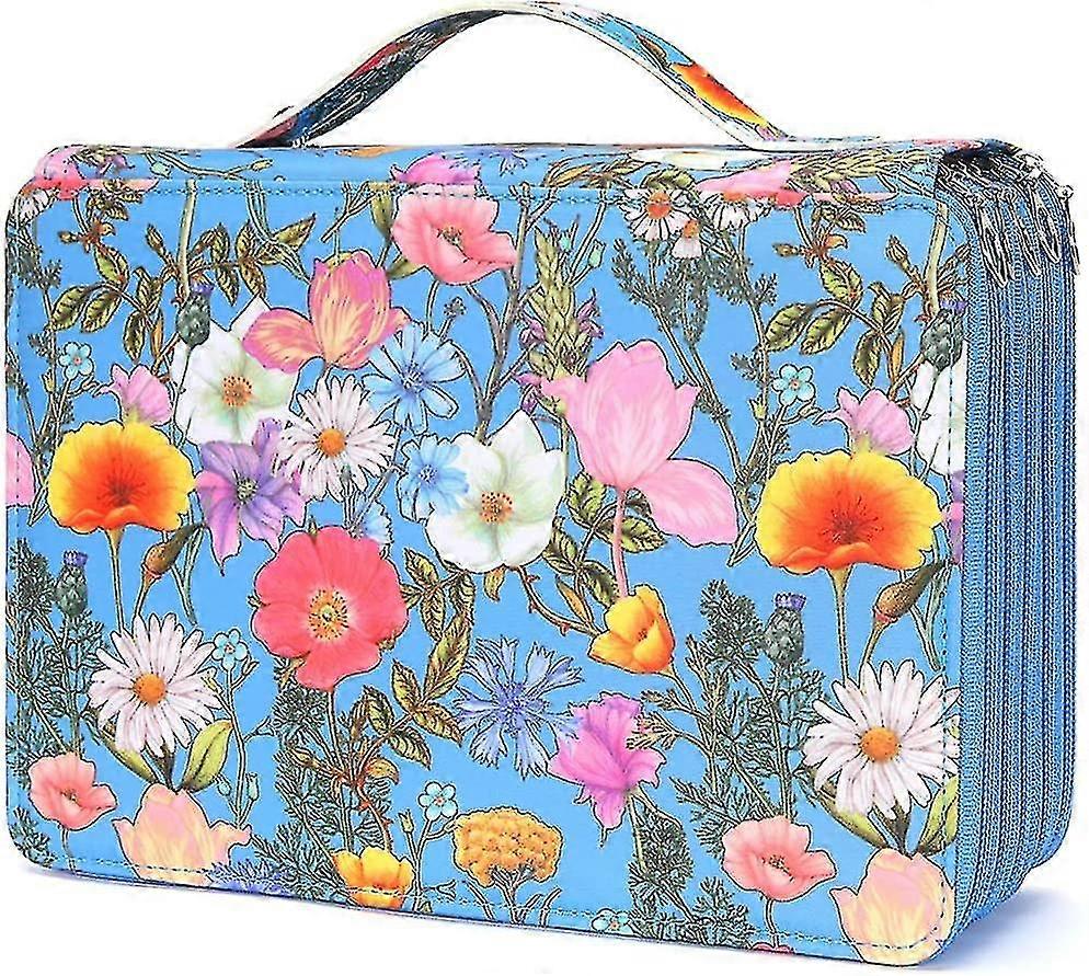 Colored Pencil Case - 200 Slots Pencil Holder With Zipper Closure Twill Fabric