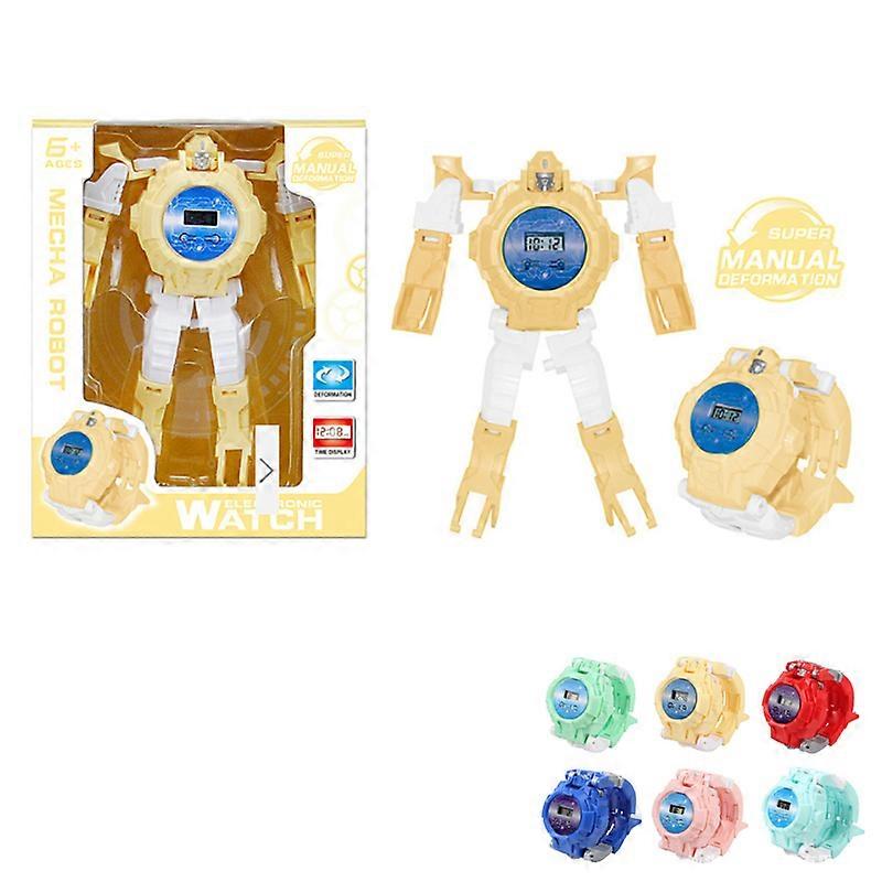 Elektronisk deformation klocka barnklocka kreativ manuell deformation robot leksak Transformation klocka