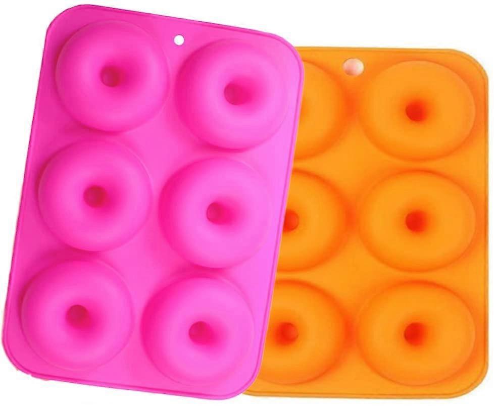 6-Cavity Silicone Donut Molds Set of 2, Non-Stick Full-Sized Baking Tray