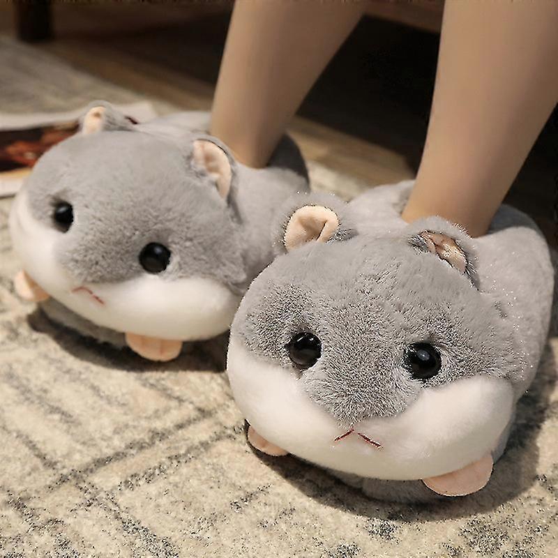 Rabbit/hamster/dog Shaped Plush Slippers Creative Wrapping Fuzzy Warm Lined Winter Drag Shoes For Adults Indoors 35-41cm
