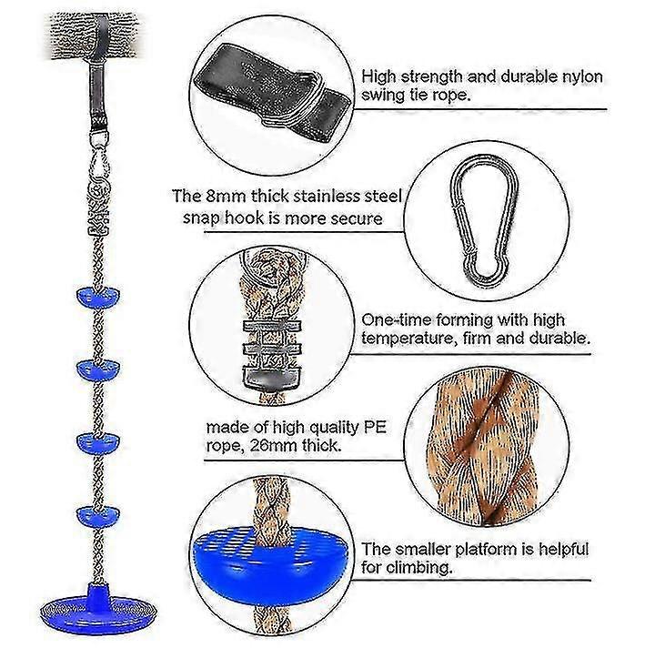 プラットフォームとディスクスイングシート、屋外裏庭遊び場スイングセットアクセサリーでロープツリースイングを登る