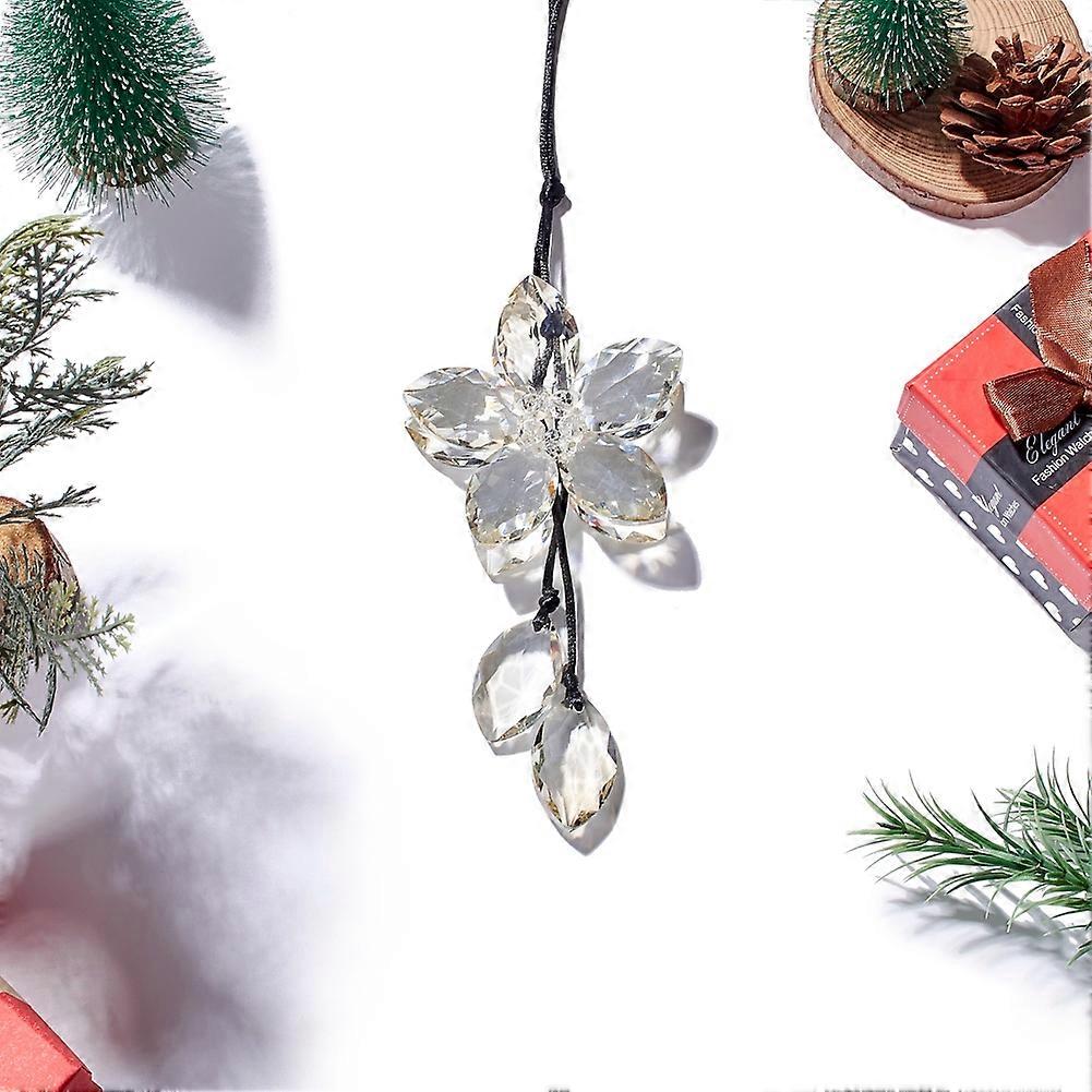 Car Rearview Mirror Hanging Ornaments Artificial Crystal Flower Car Pendant Lucky Hanging Ornament Car Interior Decoration