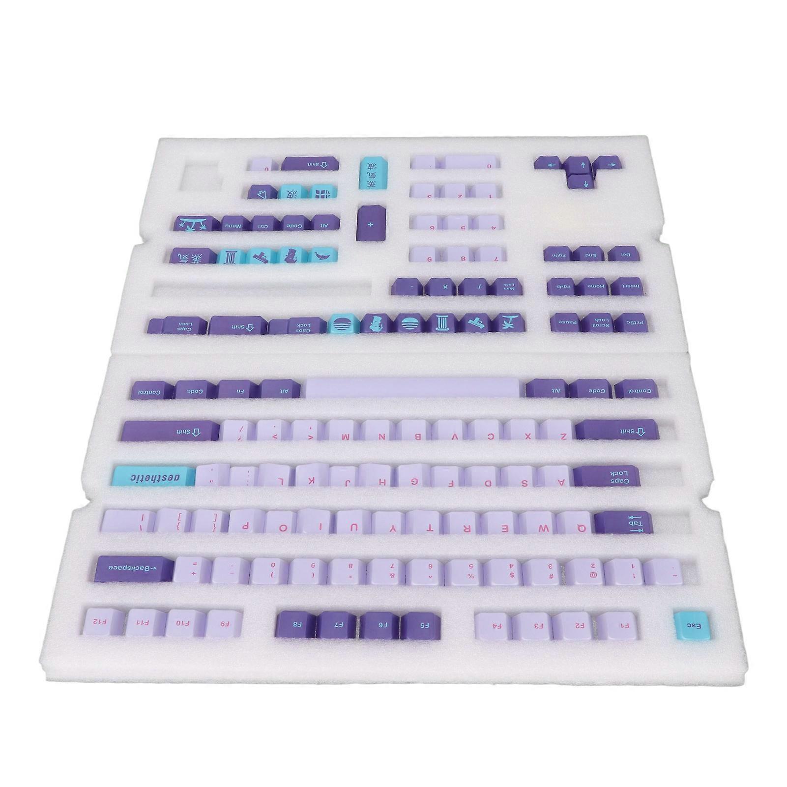 PBT Keycaps 128-Key Multicolor Fadeless Cherry Height Mechanical Keyboard DIY Accessibility