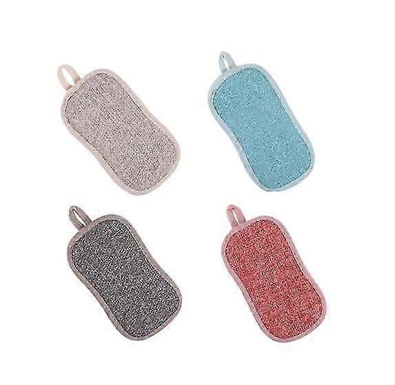 Microfiber Sponge, Reusable Washable Sponge, Pack Of 4 Washable Sponges, Antibacterial, Reusable, Does Not Scratch Double Sided Soft Side And Frosted 