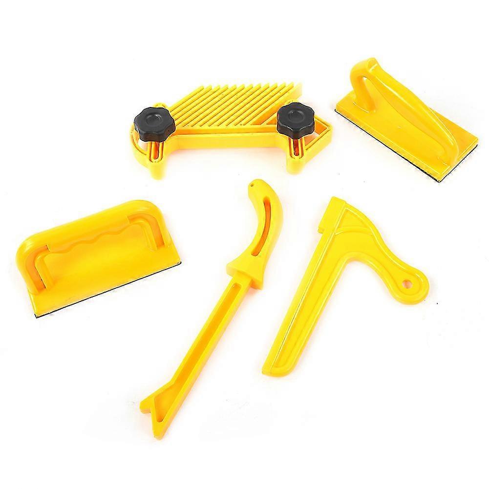 Woodworking Router Table Tools Set - 5pcs Safety Push Block Stick and Feather Board