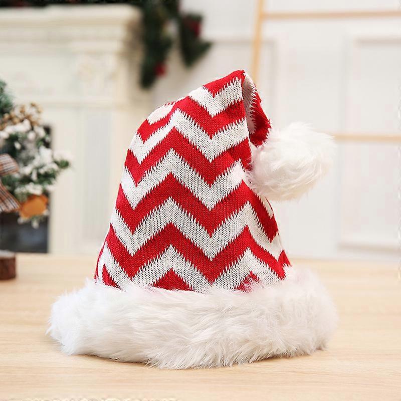 Thick Long Plush Striped Santa Hat for Holiday Parties