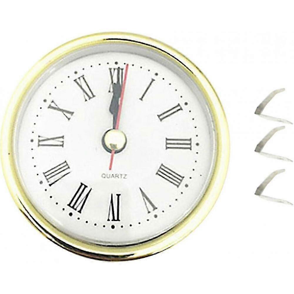 65mm/2.5in Quartz Clock Clocks Insert, Universal Quiet Mini Clock Gold Trim, Roman Numerals for Home GHP