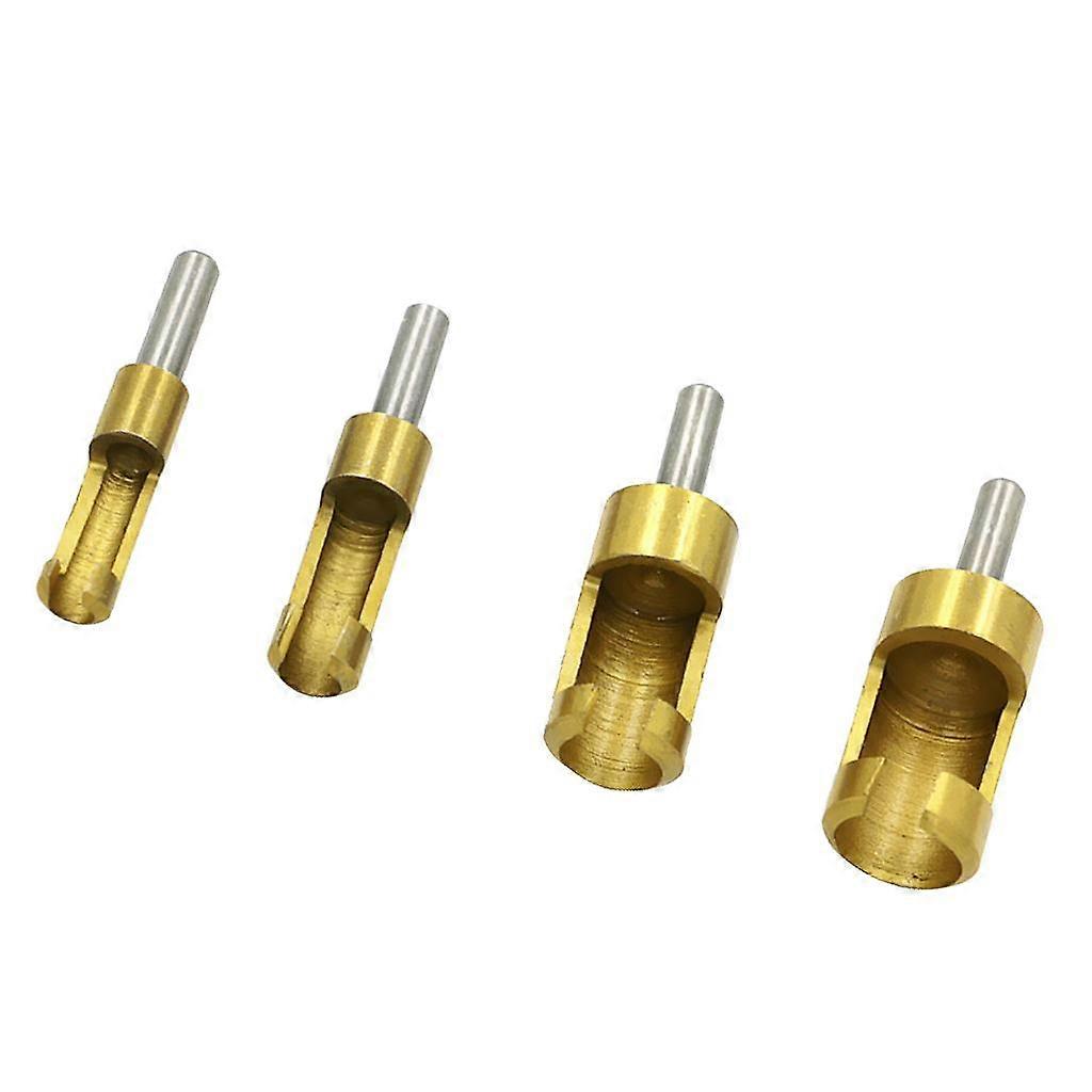 4 PCS Titanium Coated Wood Plug Cutter Drill Bits  Woodworking Tool