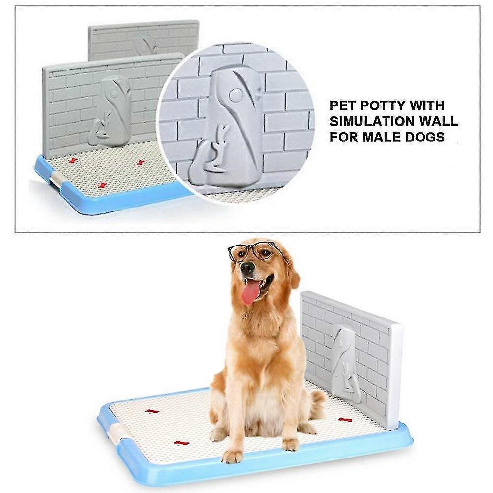 Indoor Pet Dog Puppy Potty Tray With Pee Post Protection Simulation Wall,no-torn Puppy Pad Dog Toilet