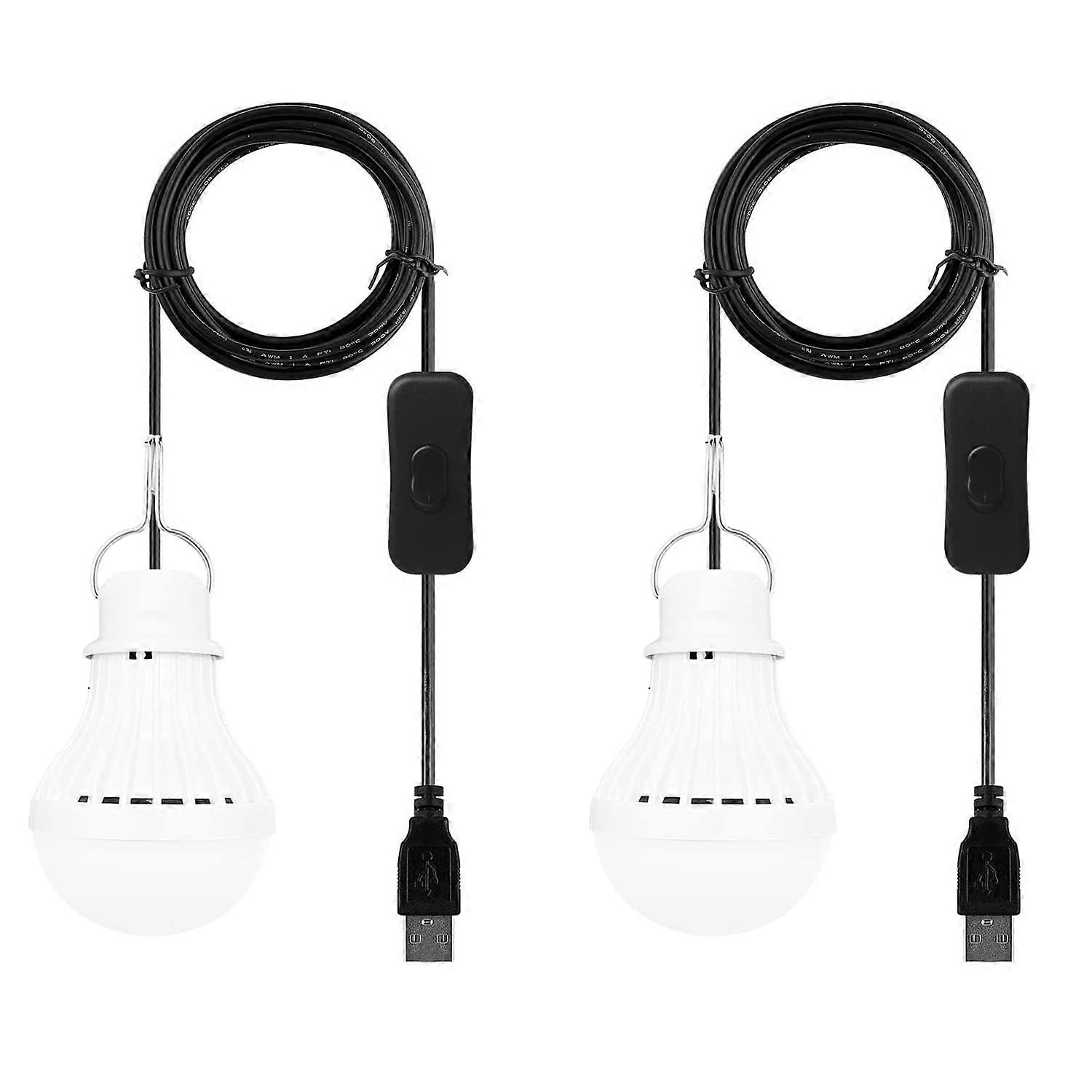 2 sets of USB bubble camping lights(7W Switch Wire Cool White)