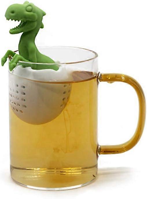 Tea Strainer, Dinosaur Shape Silicone Tea Filter, Tea Infuser, Reusable Tea Bag Strainer (Green)