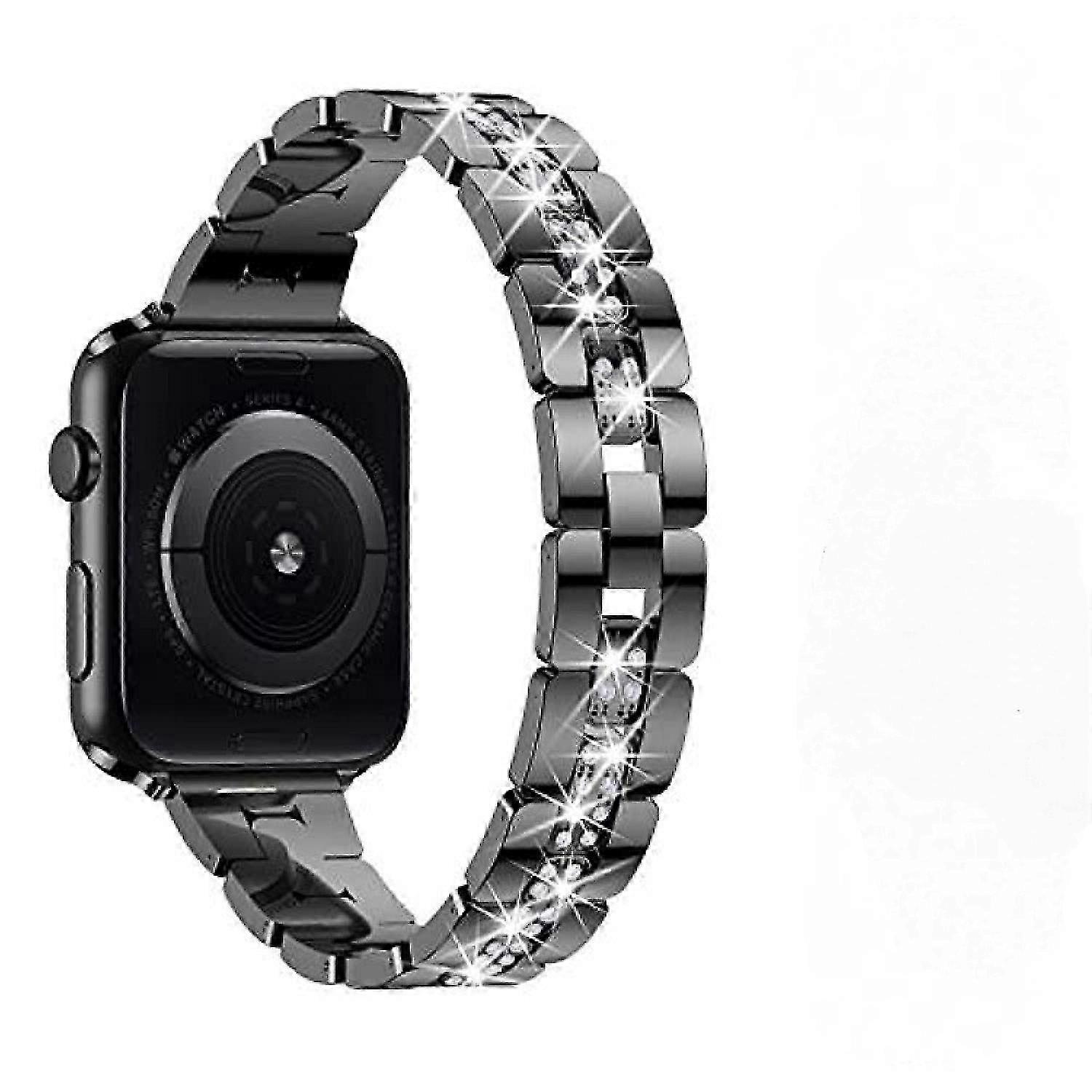 Diamante Set Metal Watch Strap Iwatch Compatível com SE Series 6/5/4 Strap --- Black42mm