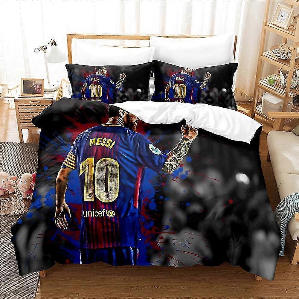 o1850 Prostěradla Fotbalové Superstars povlečení třídílná sada3D tištěné, lehké a pohodlné povlečení na polštář povlečení (1 povlak na přikrývku a 2