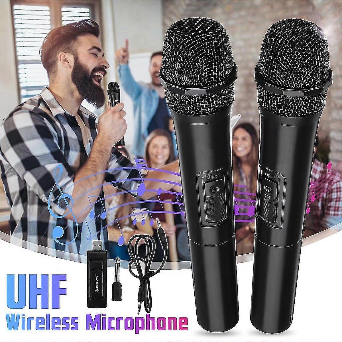 Professional Universal 2 Handheld Cordless Uhf Dual Wireless Microphone Kits