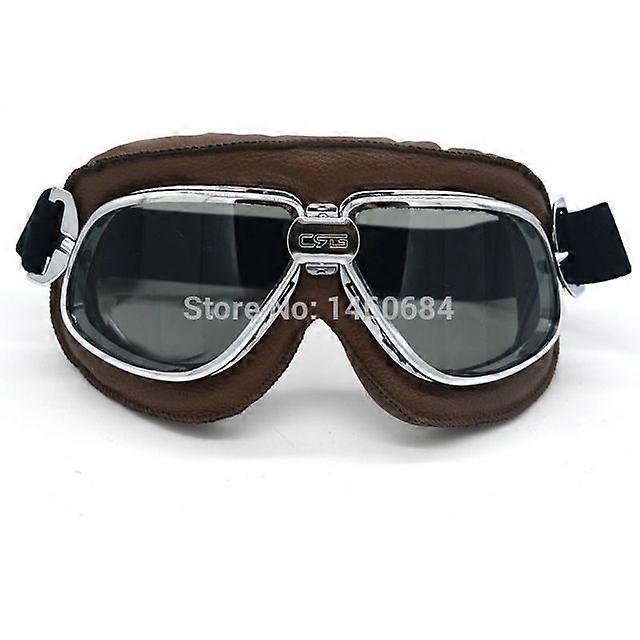نظارات واقية من Evomosa بتصميم كلاسيكي من الحرب العالمية الثانية للدراجات النارية وخوذة موتوكروس من الجلد الصناعي باللون البني