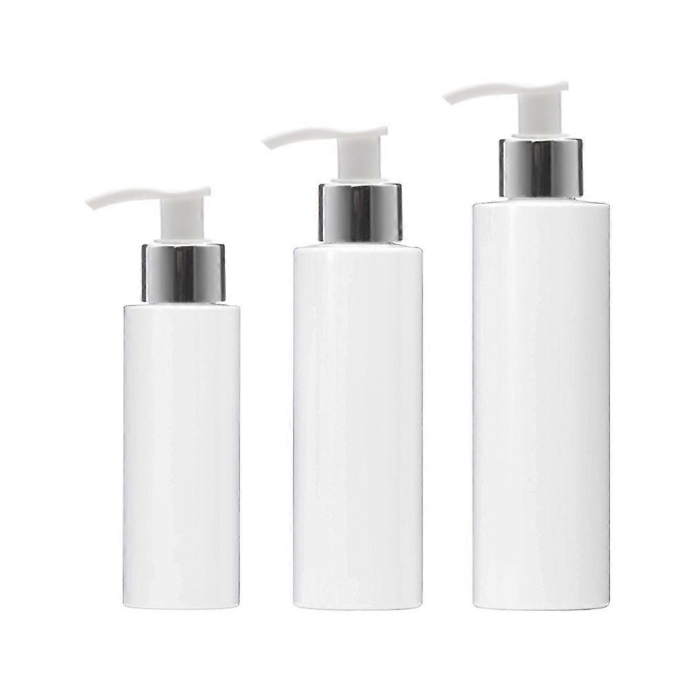 3pcs Durable Plastic Lotion Pump Bottles Lotion Dispenser Containers (White)