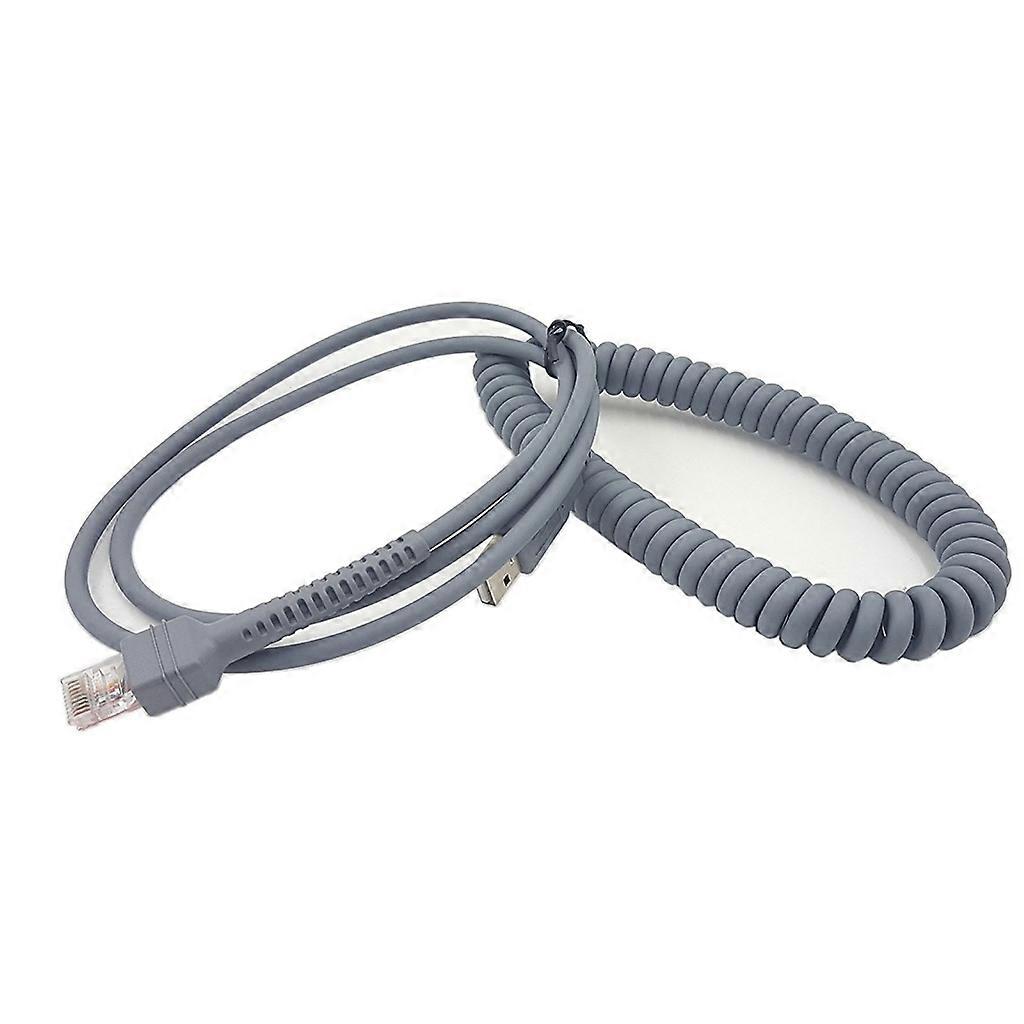 Durable USB Cable for Symbol LS2208 Barcode Scanner, 9ft Coiled Type A to RJ48