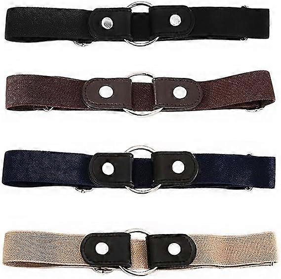 Women's Stretchy Belt No Buckle Belt - 4 Pieces Invisible Elastic Waistband for Jeans Pants Skirts - Unisex Adjustable Quick Release Belt - Belt for W