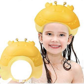 Baby Shower Cap, Adjustable Kids Shampoo Cap, Shampoo Guard Baby Goggles, Ear and Face Protector Bath Head Cover (Yellow)