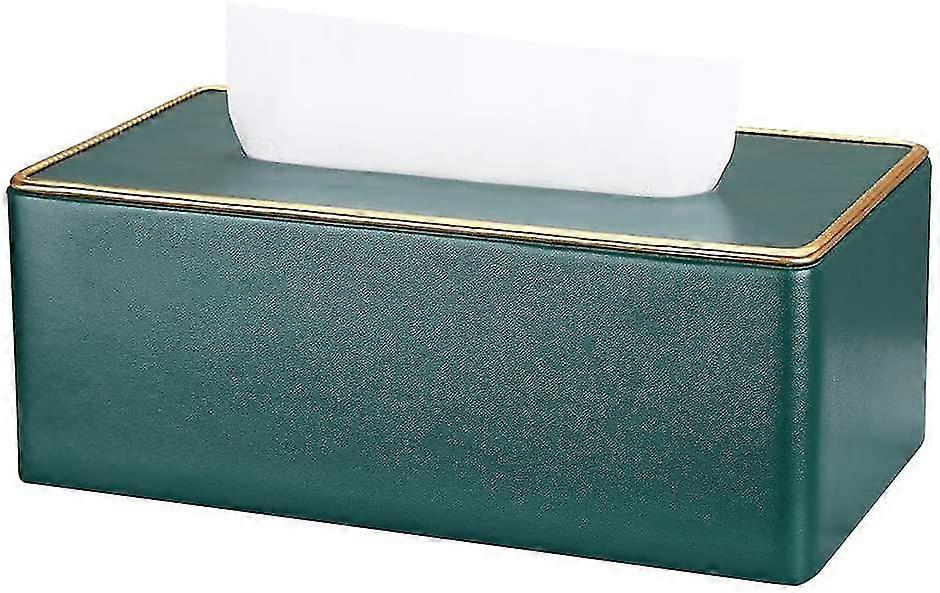 Rectangular Leather Tissue Box (dark Green)