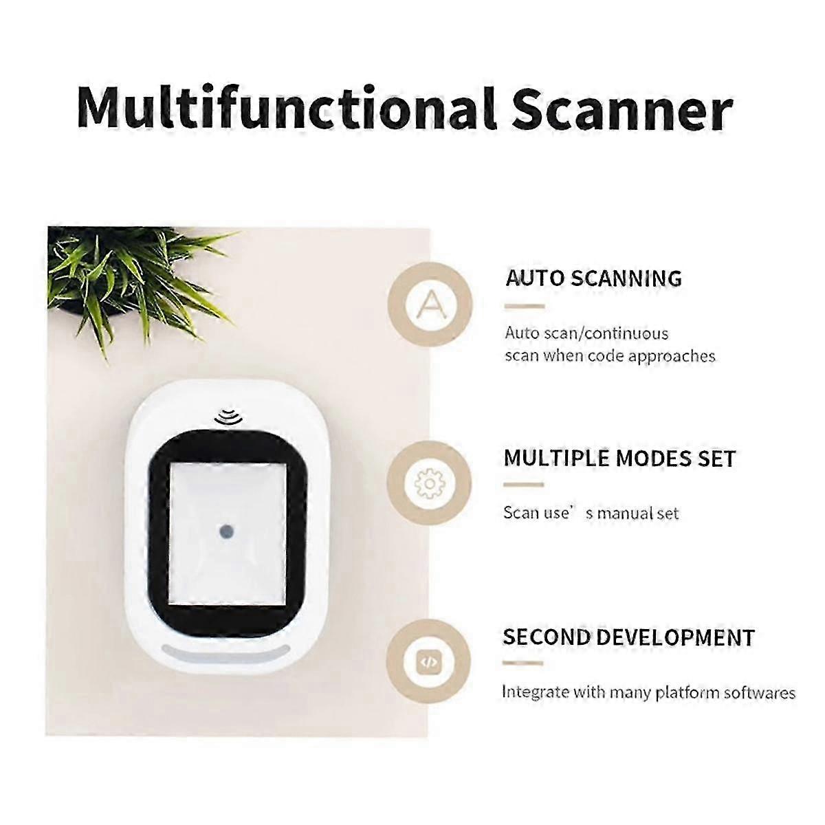 Wired Barcode Scanner Usb Multi-function Scan Hands-free Scanning Qr Code 1d And 2d Code Reader For Supermarkets/shops
