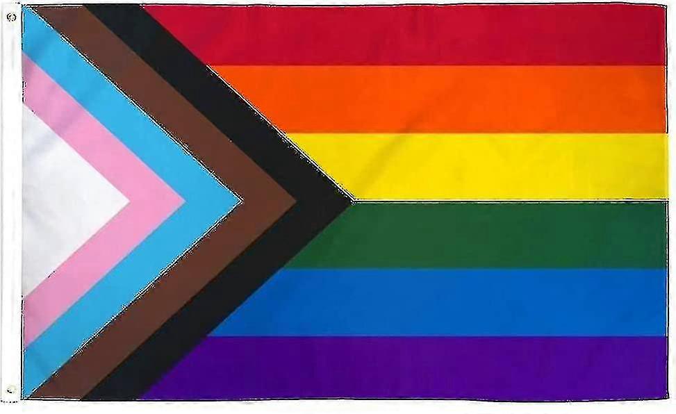 Progress Pride Flag, Rainbow Vibrant Colors(3x 5,1 Pack)-MXBC