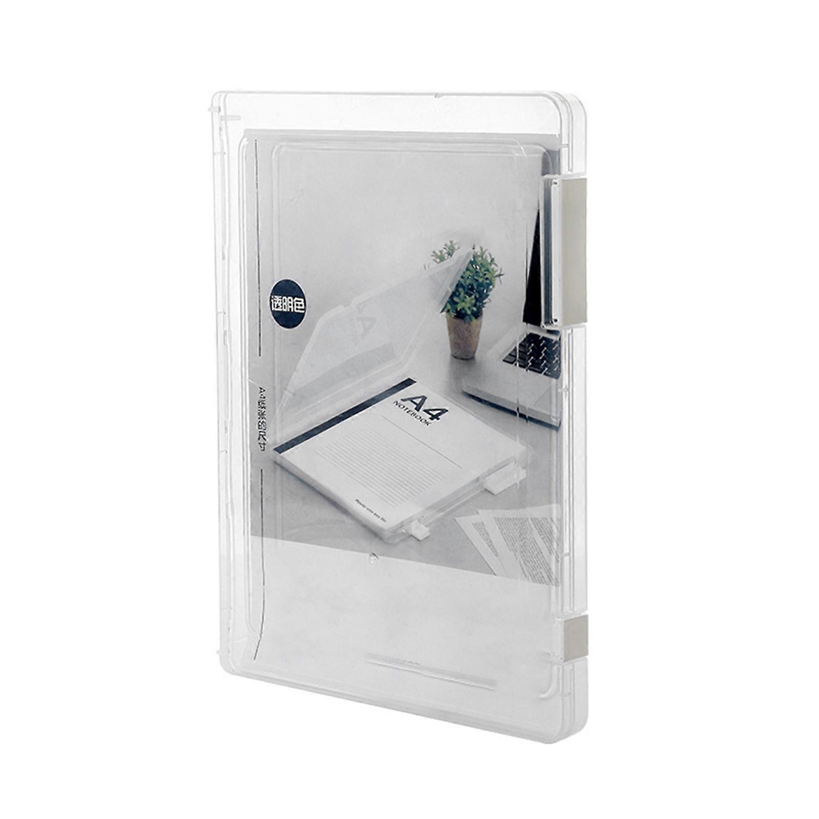 File Box with Lid Visible Buckle Design Good Flexibility Easy to Clean Dust-proof Transparent Letter A4 Paper File Case Office Supplies