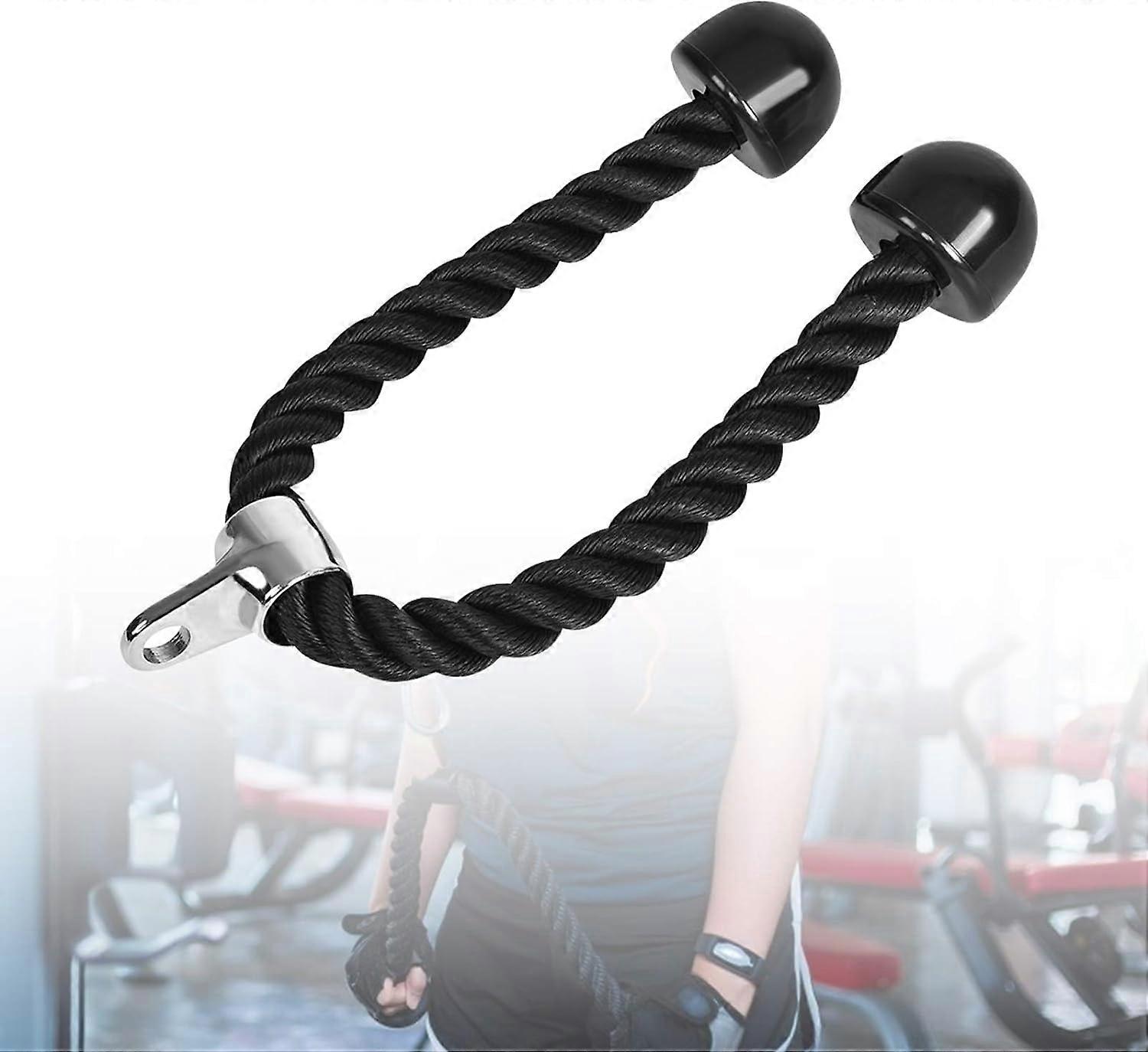 Tricep Rope Cable Attachment, Bicep Pull Down Cable, Heavy Duty Nylon Tricep Push Pull Down Rope Cord For Multi Gym Cable Machine Attachment(1Pcs)(Bla