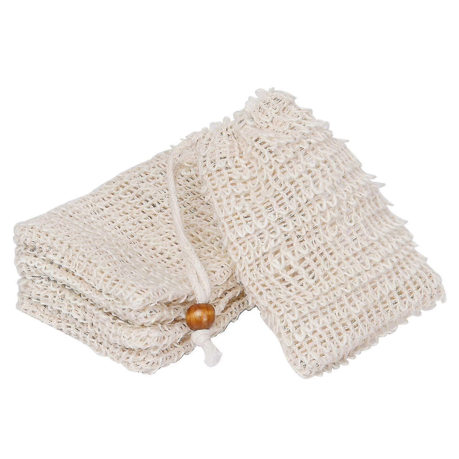 5 Pcs Sisal Soap Bag Exfoliating Soap Bag Natural Soap Pouch Shower Bath Sack With Drawstring For Bathing And Washing