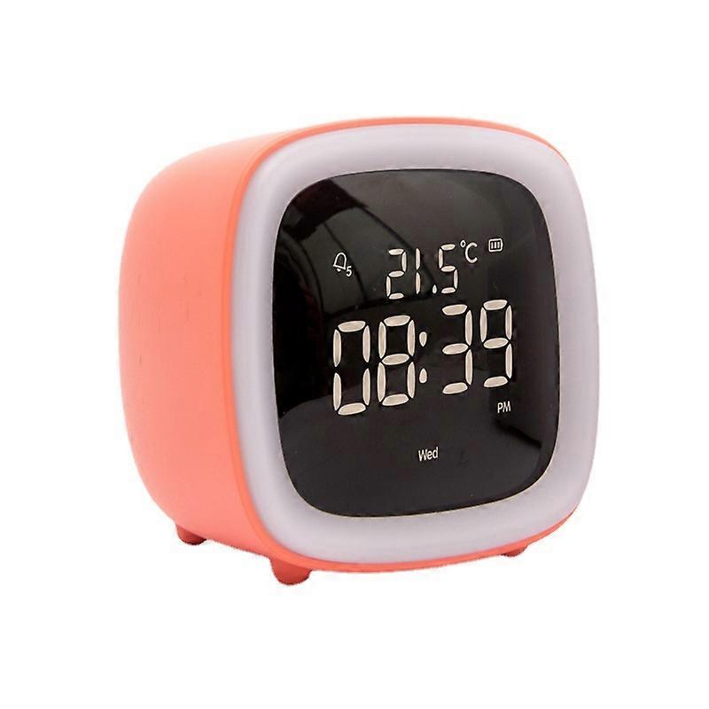 Creative Cute Digital Clock Alarm Multifunctional Bedside Electronic Clock Night Light-Orange