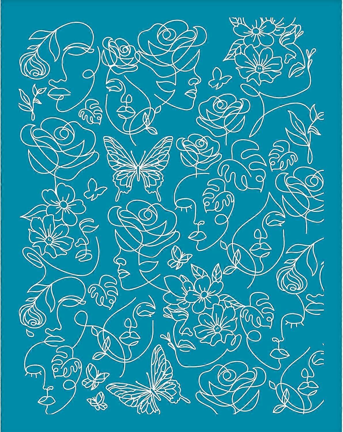 4x5 Inch Flower Face Clay Stencil Butterfly Silk Screen Stencils Rose Silk Screen for Polymer Clay Reusable Summer Mesh Stencils Transfer Washable Mon