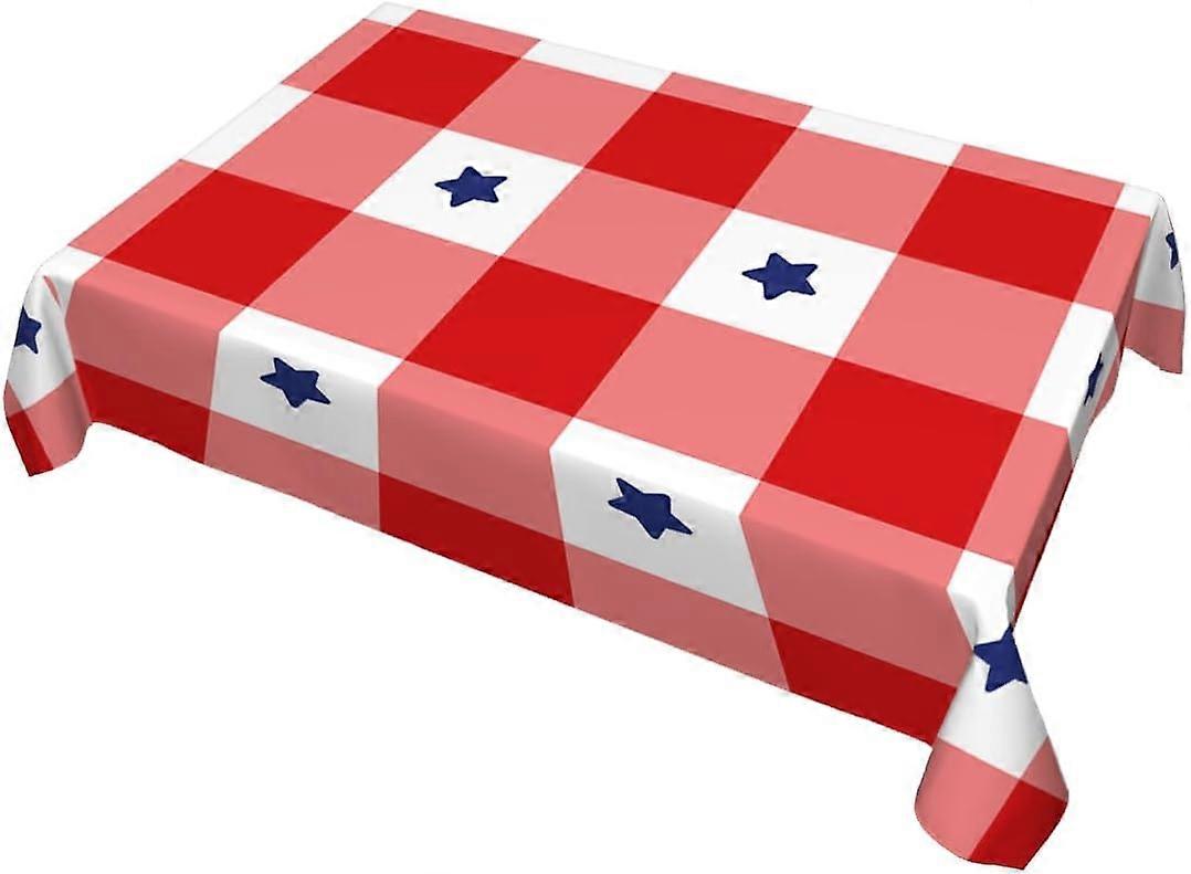 Decorative Rectangle Table Cloths Patriotic Stars Check 4th of July Tablecloth Table Cover for Dining/BBQ/Picnic/Coffee Table 52 X 70 Inches
