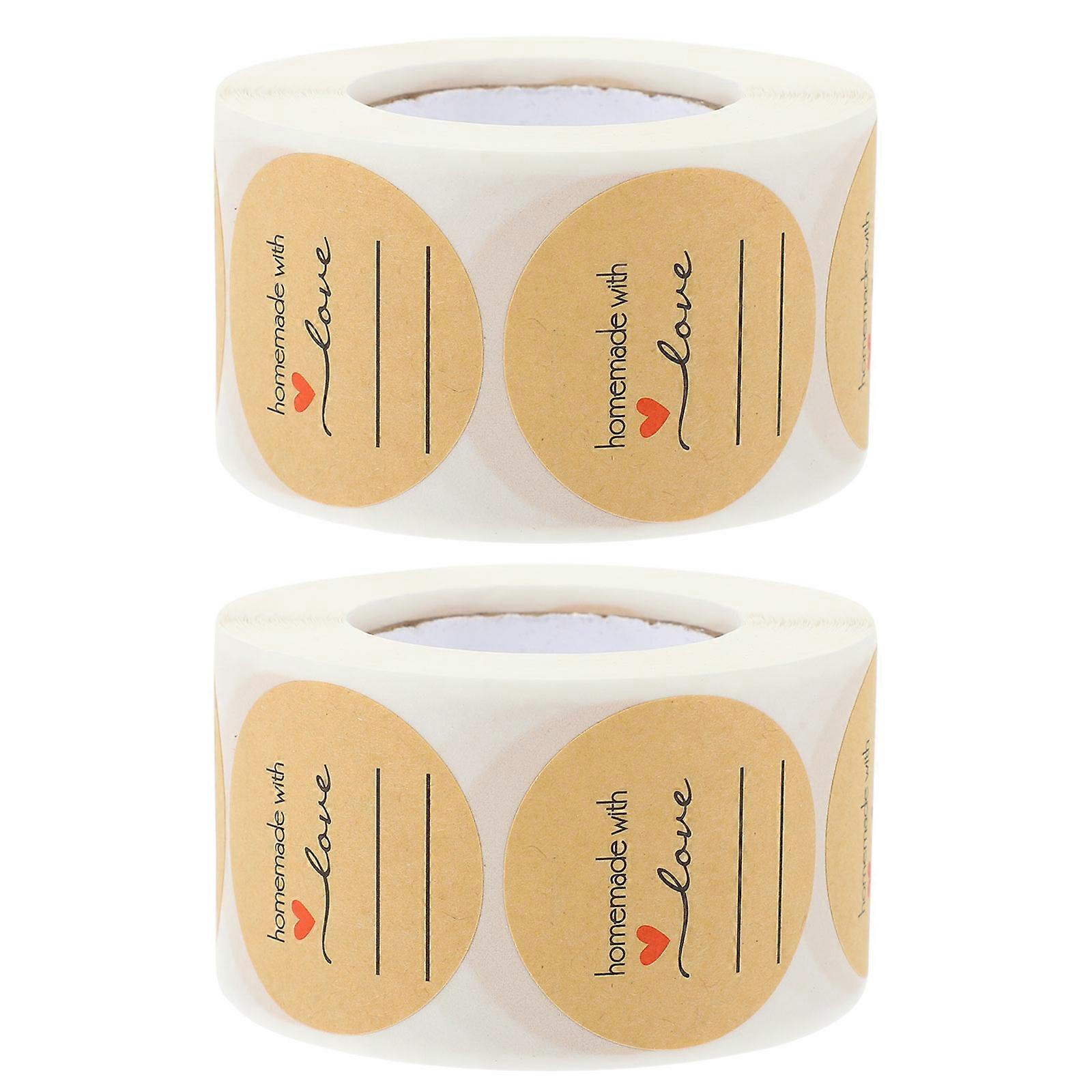 2 Rolls Handmade Stickers DIY Round Adhesive Labels Round Sealing Stickers Tags