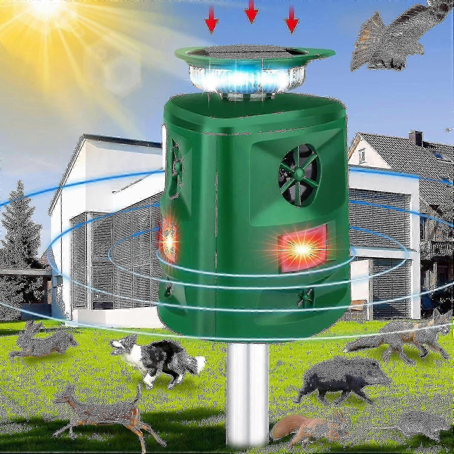 Outdoor Cat Repeller, 360 Solar Ultrasonic Animal Repellent with Motion Sensor &amp; LED Flashing Light, Cat Scarer 5 Mo  SZRH A-F