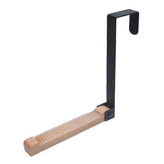 מתלה מעיל מתקפל מעץ וו דלת עם קליפס נגד החלקה עיצוב מתקפל התקנה קלה וו אחסון רב תכליתי דלת קולב כביסה