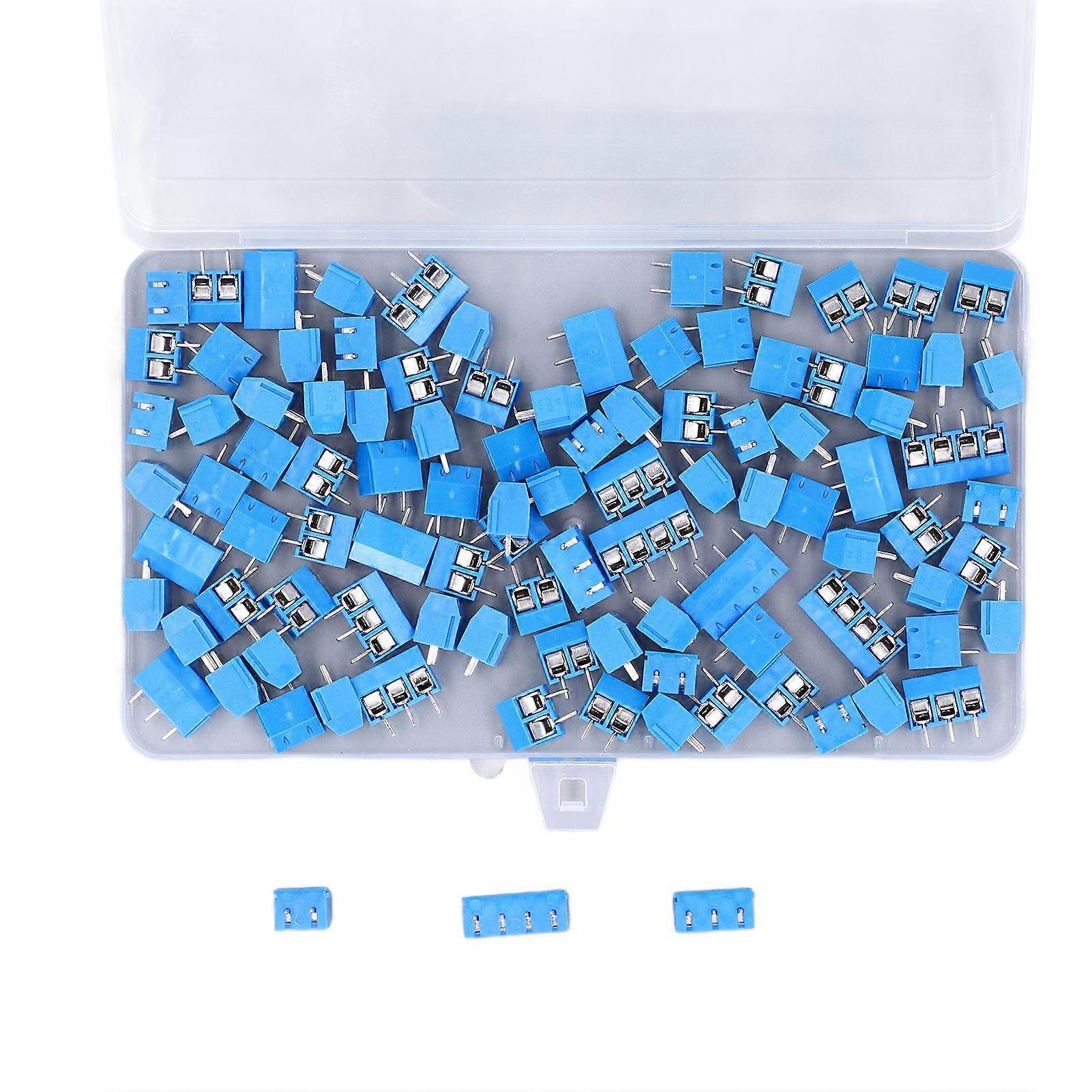 100Pcs PCB Mount Screw Terminal Block Connector 5.08mm 2P 3P 4P PCB Terminal Block for 14‑22AWG Cable 300V 16A