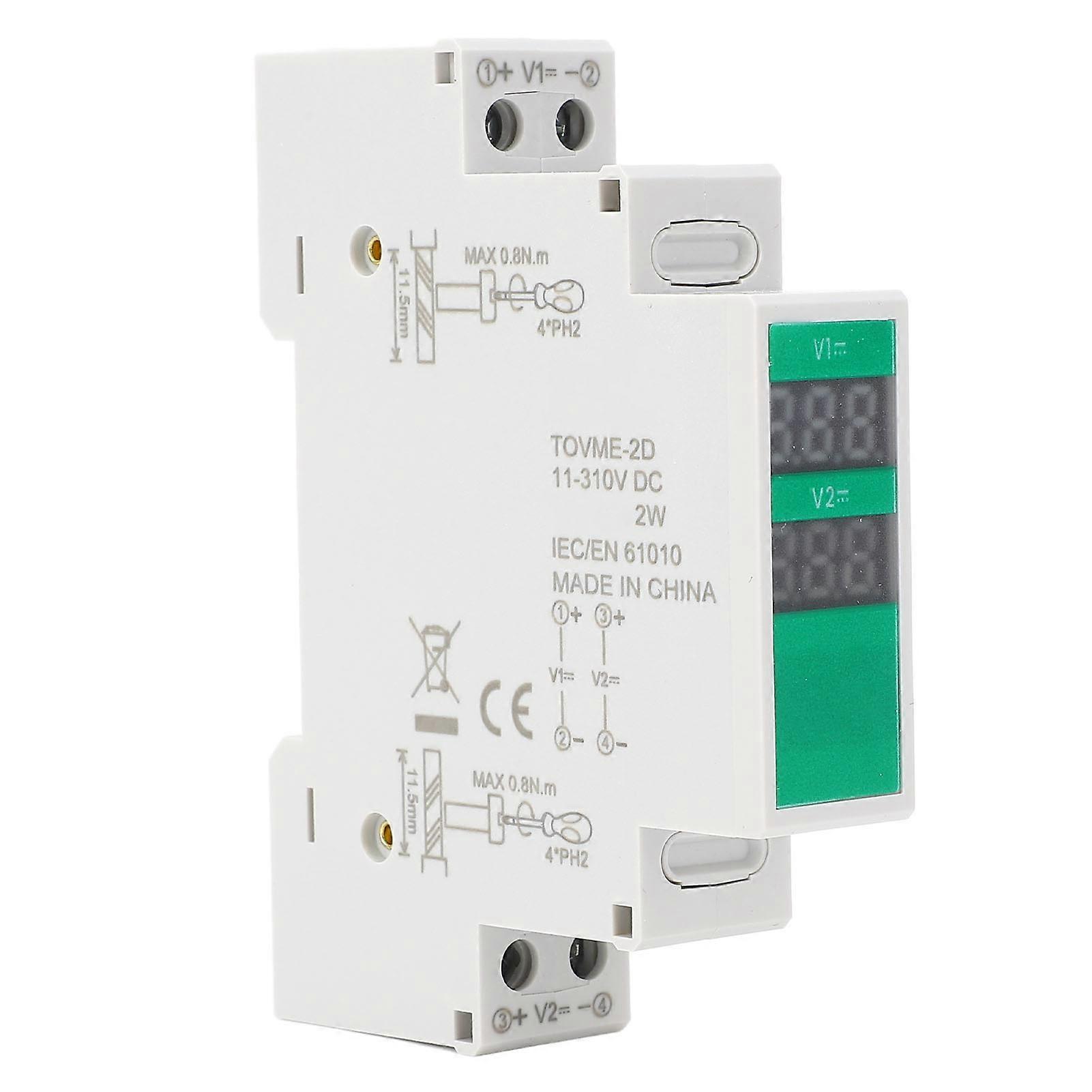 DIN Rail Voltmeter DC 11V to 310V Voltage Range LCD Digital Display Din Rail Mount Voltage Meter