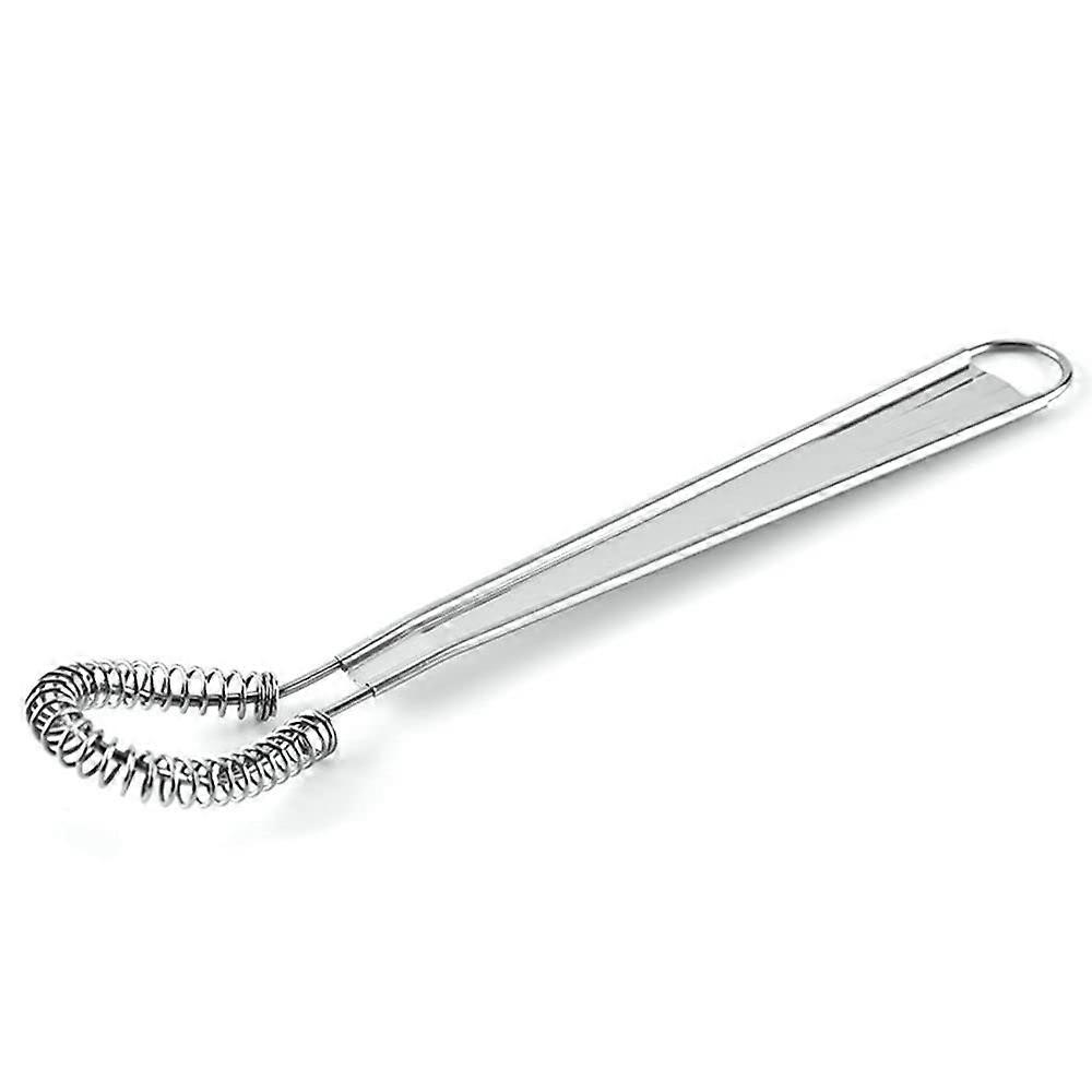 Stainless Steel Mini Spiral Whisk with Silicone Handle for Blending Sauces, Frothing Milk, and Coffee