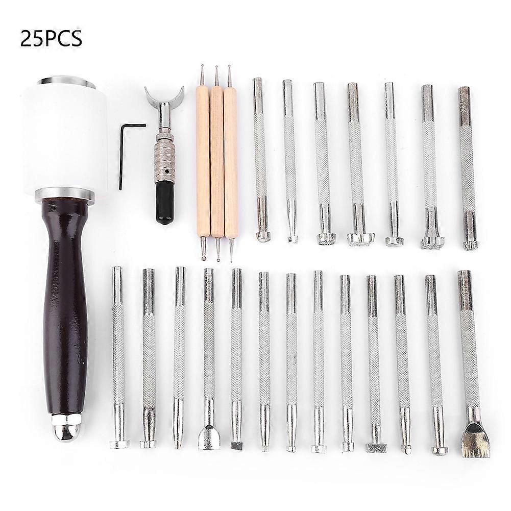 Multi Shape Leather Stamp Punch Tools with Hammer Tool Set for Leather Craft Working