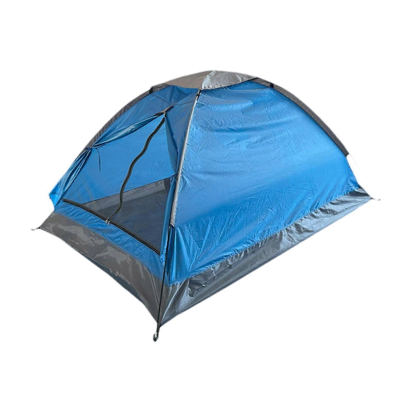 2 Kişilik Kamp Çadırı Kubbe Aile Bahçesi Yürüyüş Mavi için Tek Katmanlı Güneş Barınağı