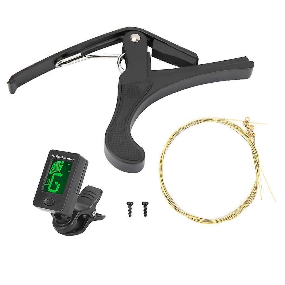 Portable Folk Guitar Tool Kit Part with String Capo Tuner Accessory Set
