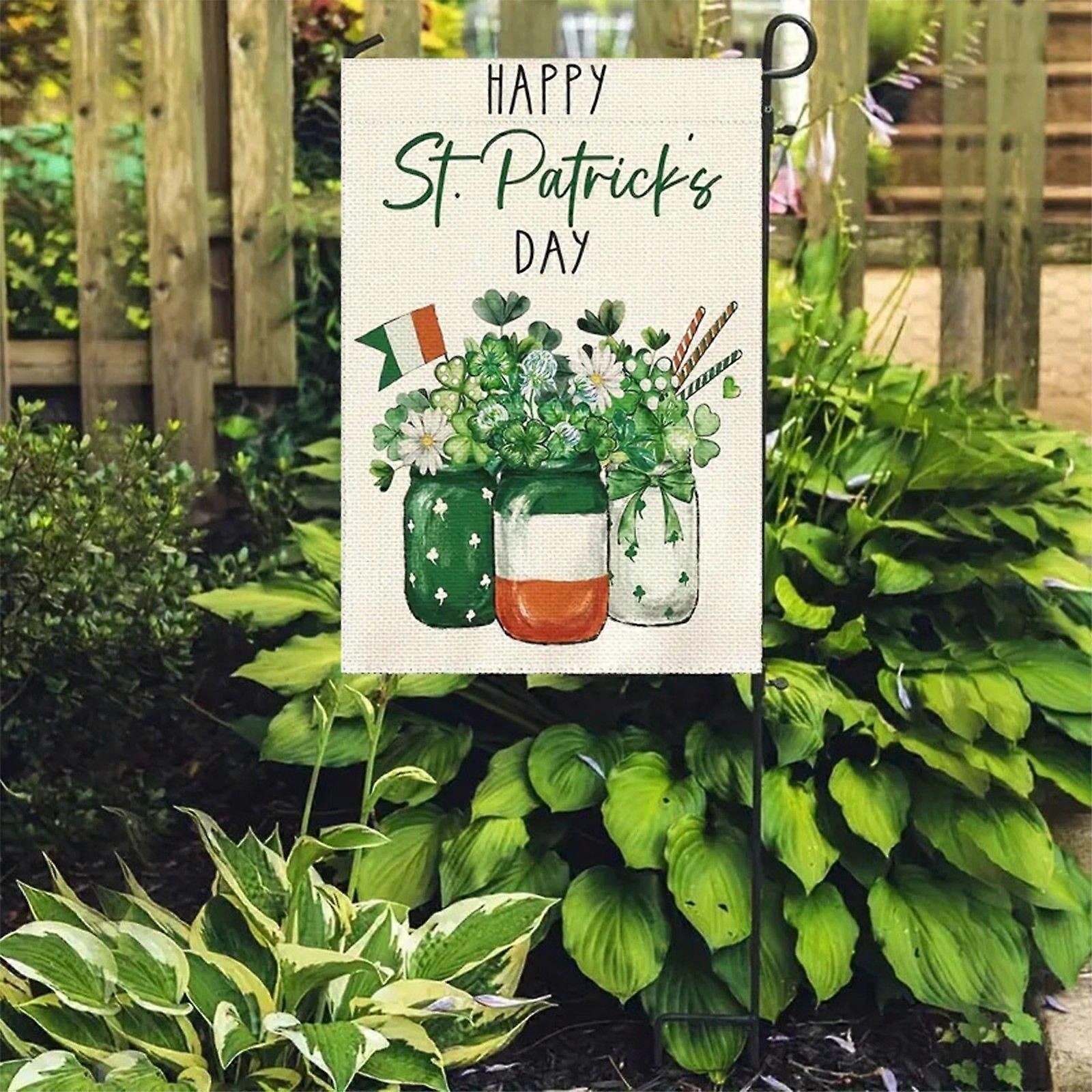 St Patricks Checkered Garden Flag Outdoor Decorative Flag Linen Double Sided Printed Flag Flye250919