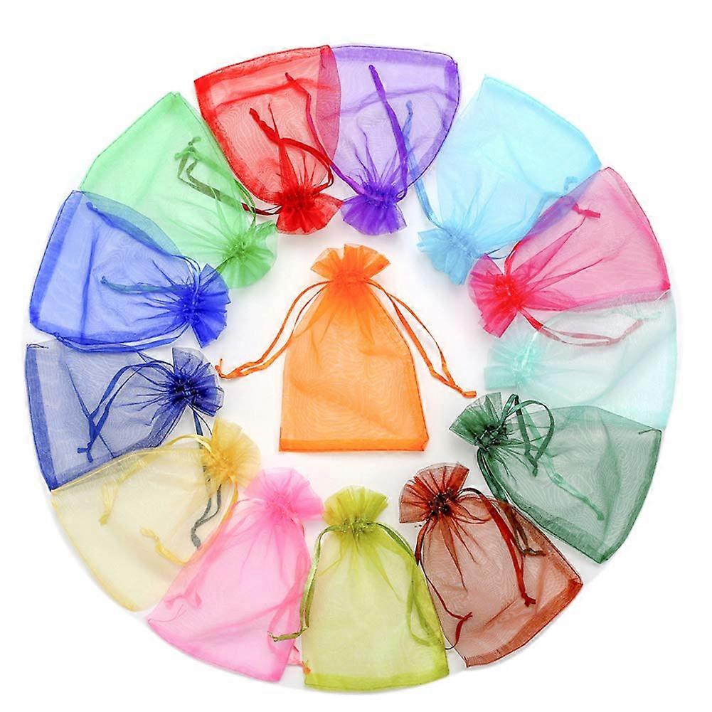 50pcs 6x9" Organza Drawstring Pouches, Assorted Colors, for Party Favors