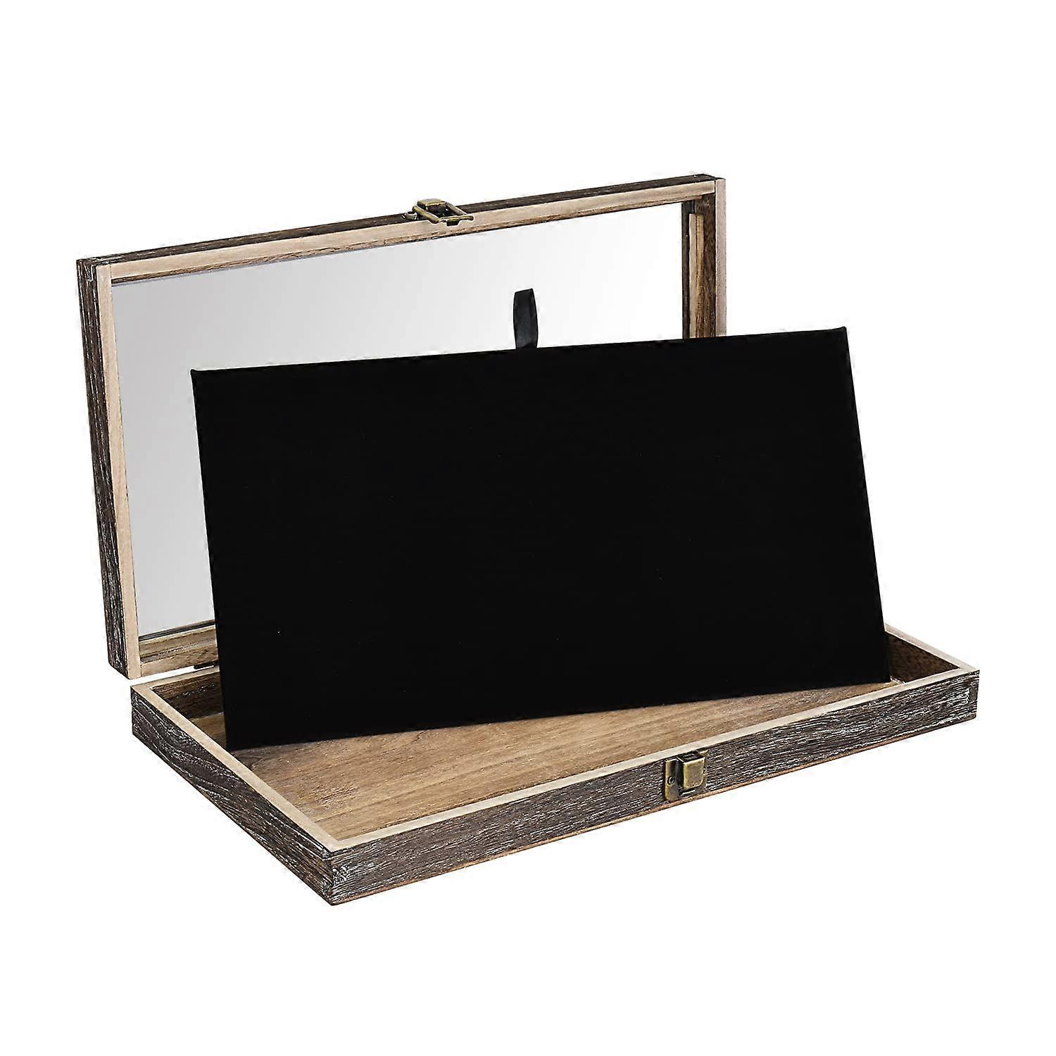 Wooden jewelry display box with tempered glass lid Elegant storage