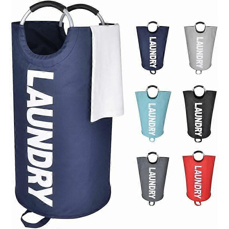 Laundry Baskets, Foldable Laundry Bag, Folding Large Capacity Laundry Baskets- Dark Blue